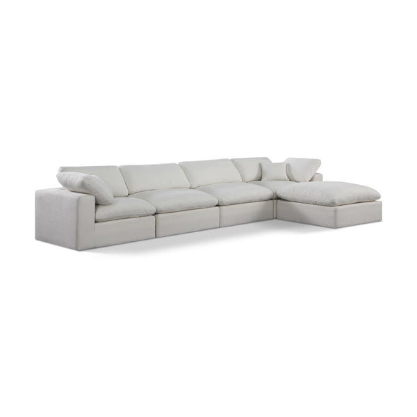 Meridian Comfy Cream Linen Textured Fabric Modular Sectional IMAGE 1