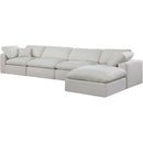 Meridian Comfy Cream Linen Textured Fabric Modular Sectional IMAGE 2