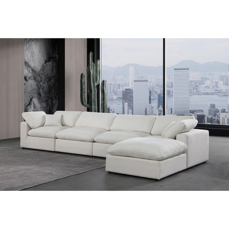 Meridian Comfy Cream Linen Textured Fabric Modular Sectional IMAGE 4