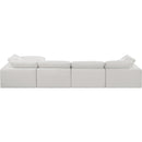 Meridian Comfy Cream Linen Textured Fabric Modular Sectional IMAGE 5