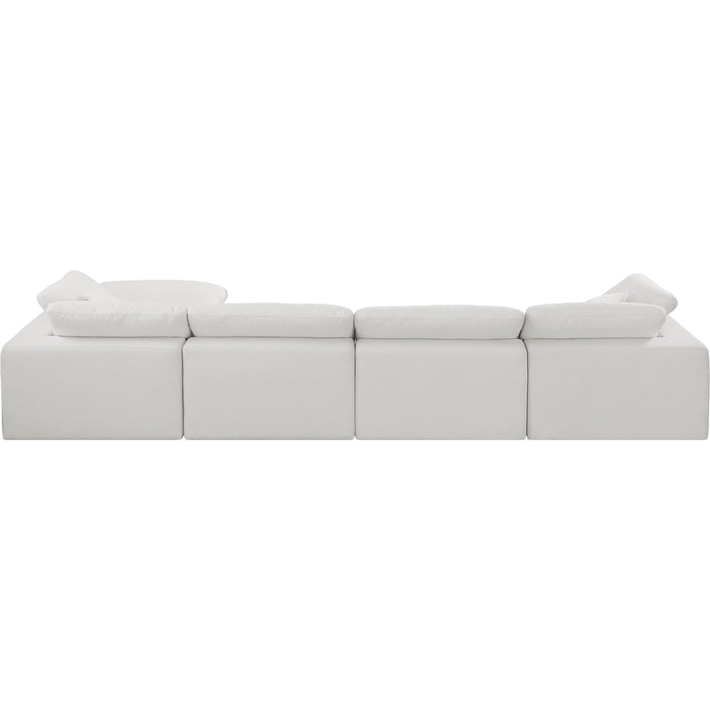Meridian Comfy Cream Linen Textured Fabric Modular Sectional IMAGE 5