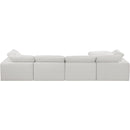 Meridian Comfy Cream Linen Textured Fabric Modular Sectional IMAGE 6