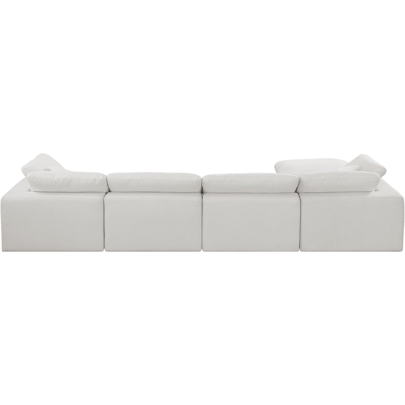 Meridian Comfy Cream Linen Textured Fabric Modular Sectional IMAGE 6