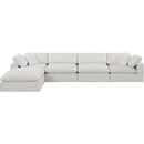 Meridian Comfy Cream Linen Textured Fabric Modular Sectional IMAGE 7