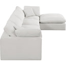 Meridian Comfy Cream Linen Textured Fabric Modular Sectional IMAGE 9