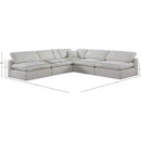 Meridian Comfy Cream Linen Textured Fabric Modular Sectional IMAGE 10