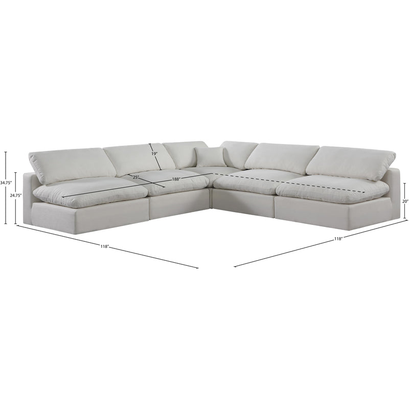 Meridian Comfy Cream Linen Textured Fabric Modular Sectional IMAGE 10