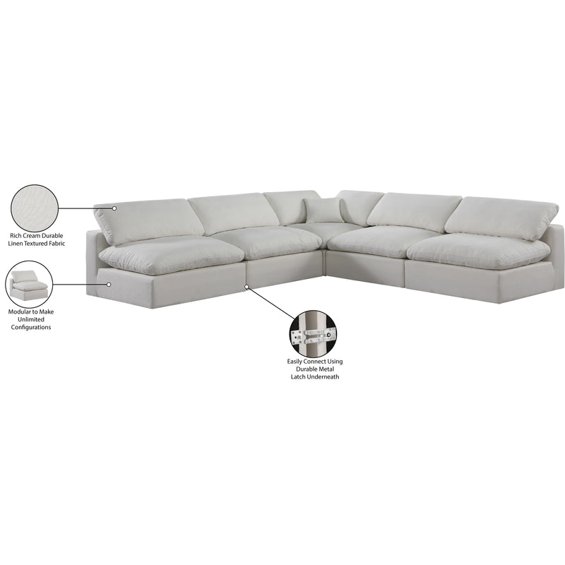 Meridian Comfy Cream Linen Textured Fabric Modular Sectional IMAGE 11