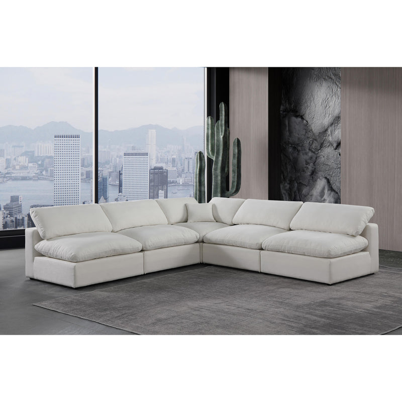 Meridian Comfy Cream Linen Textured Fabric Modular Sectional IMAGE 2