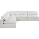 Meridian Comfy Cream Linen Textured Fabric Modular Sectional IMAGE 4