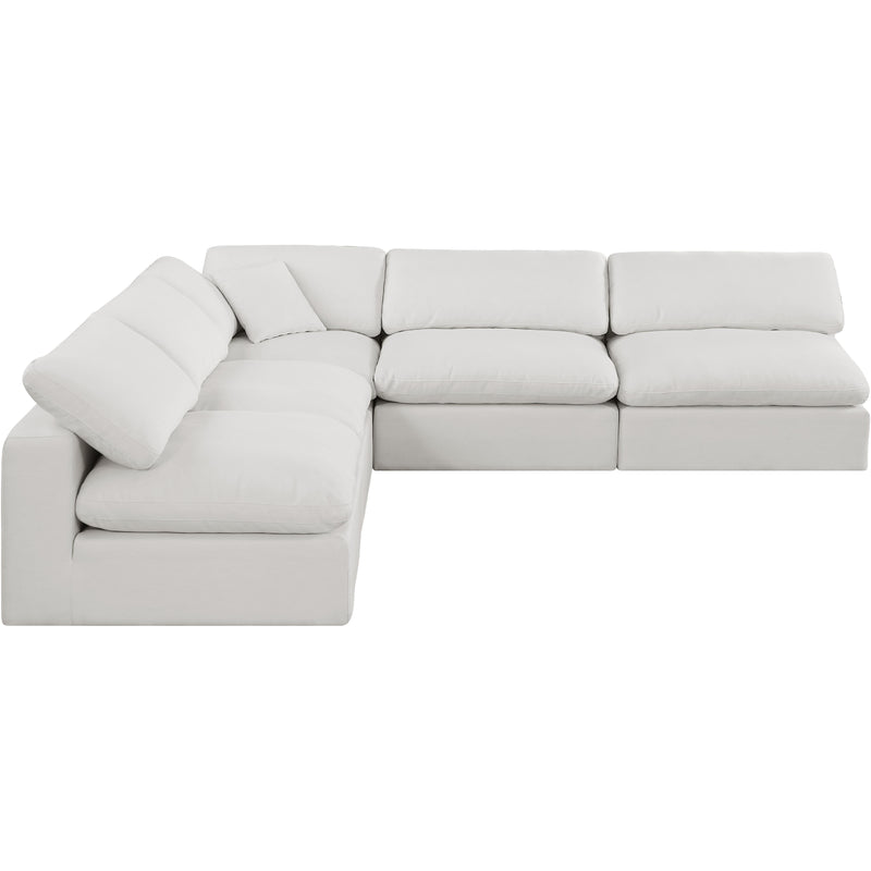 Meridian Comfy Cream Linen Textured Fabric Modular Sectional IMAGE 4