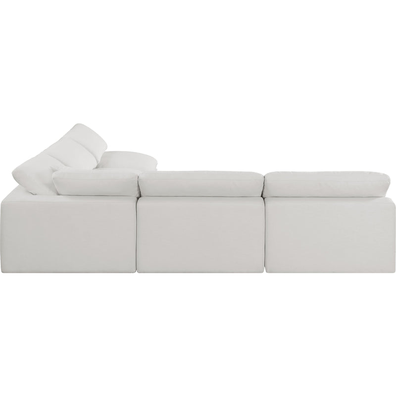 Meridian Comfy Cream Linen Textured Fabric Modular Sectional IMAGE 5