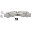 Meridian Comfy Cream Linen Textured Fabric Modular Sectional IMAGE 11