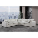 Meridian Comfy Cream Linen Textured Fabric Modular Sectional IMAGE 2