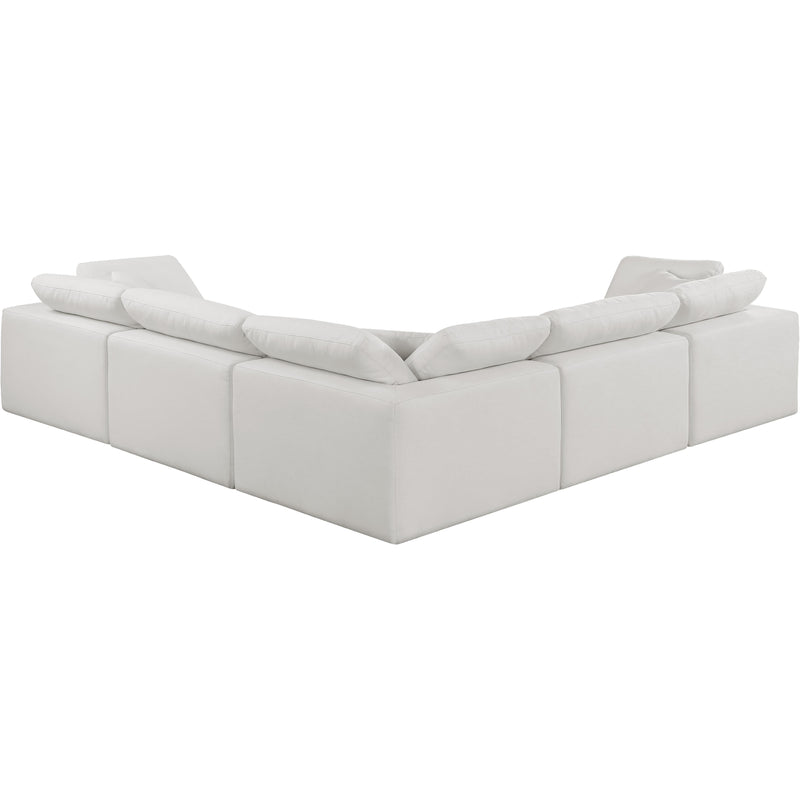 Meridian Comfy Cream Linen Textured Fabric Modular Sectional IMAGE 3