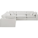 Meridian Comfy Cream Linen Textured Fabric Modular Sectional IMAGE 4