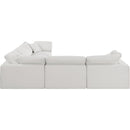 Meridian Comfy Cream Linen Textured Fabric Modular Sectional IMAGE 5