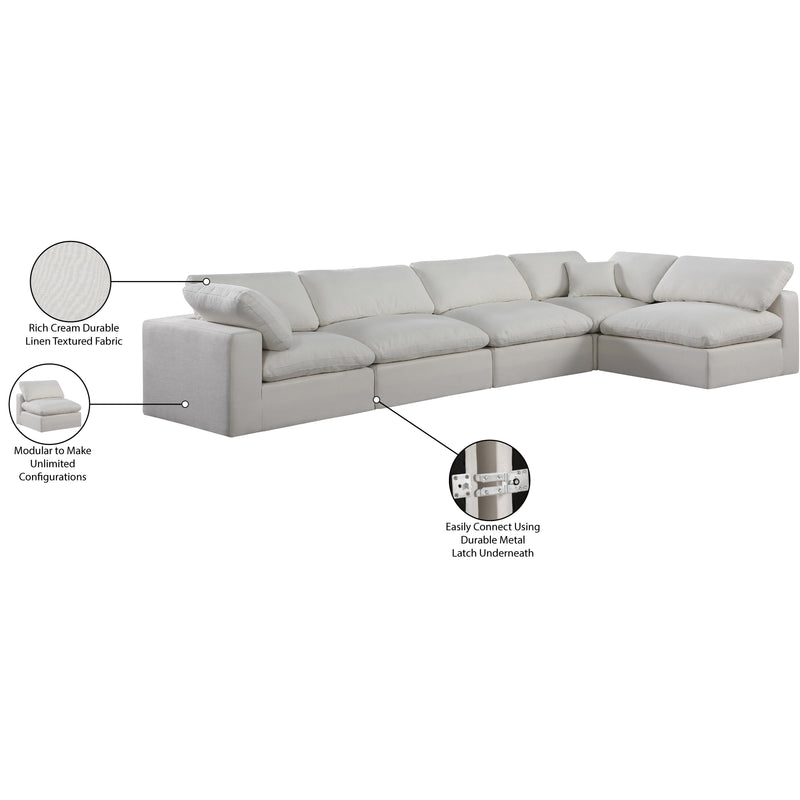 Meridian Comfy Cream Linen Textured Fabric Modular Sectional IMAGE 16