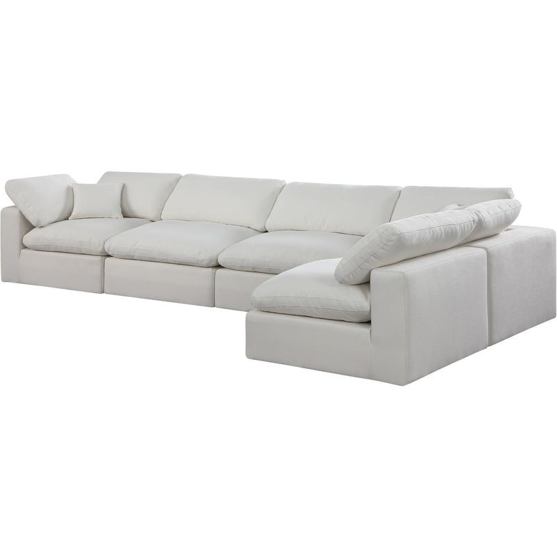 Meridian Comfy Cream Linen Textured Fabric Modular Sectional IMAGE 2
