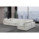 Meridian Comfy Cream Linen Textured Fabric Modular Sectional IMAGE 4