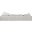 Meridian Comfy Cream Linen Textured Fabric Modular Sectional IMAGE 5