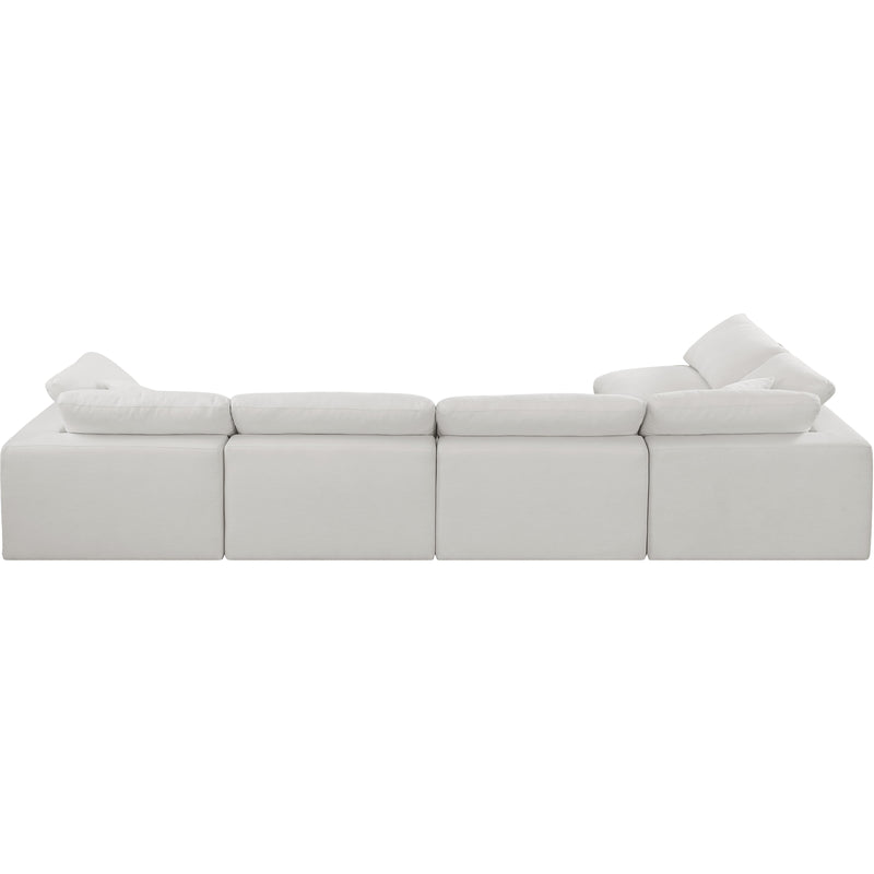 Meridian Comfy Cream Linen Textured Fabric Modular Sectional IMAGE 6