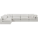 Meridian Comfy Cream Linen Textured Fabric Modular Sectional IMAGE 7