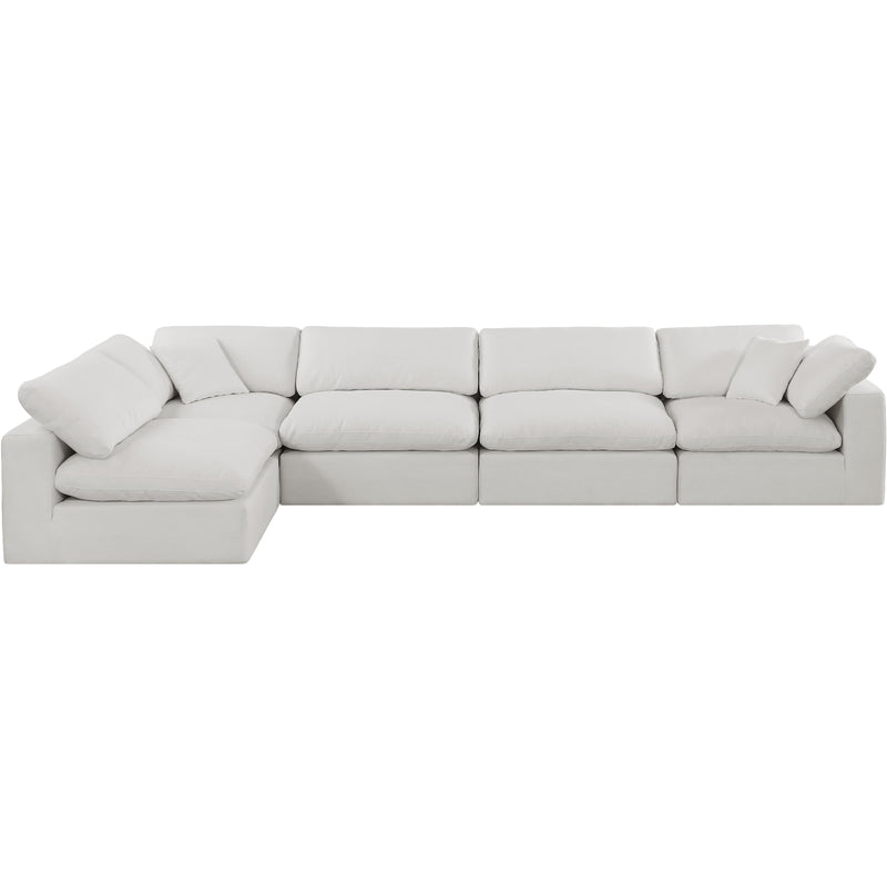 Meridian Comfy Cream Linen Textured Fabric Modular Sectional IMAGE 7