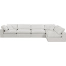 Meridian Comfy Cream Linen Textured Fabric Modular Sectional IMAGE 8