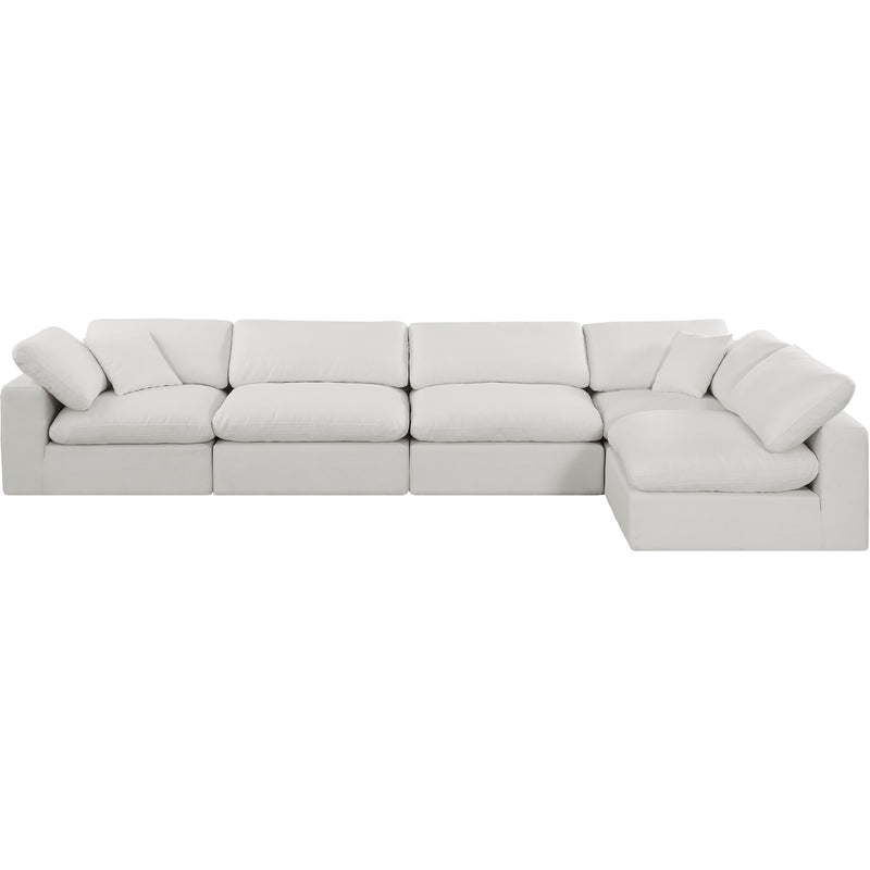 Meridian Comfy Cream Linen Textured Fabric Modular Sectional IMAGE 8