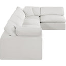 Meridian Comfy Cream Linen Textured Fabric Modular Sectional IMAGE 9