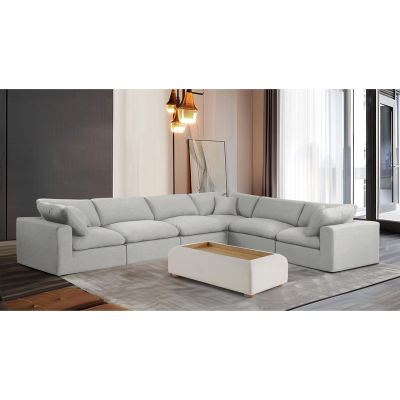 Meridian Comfy Cream Linen Textured Fabric Modular Sectional IMAGE 2