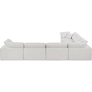 Meridian Comfy Cream Linen Textured Fabric Modular Sectional IMAGE 3
