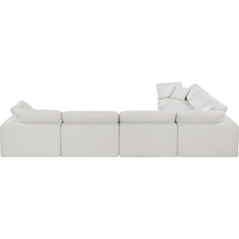 Meridian Comfy Cream Linen Textured Fabric Modular Sectional IMAGE 3