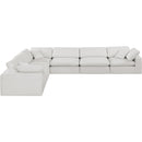Meridian Comfy Cream Linen Textured Fabric Modular Sectional IMAGE 4