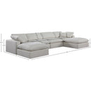 Meridian Comfy Cream Linen Textured Fabric Modular Sectional IMAGE 10