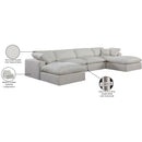 Meridian Comfy Cream Linen Textured Fabric Modular Sectional IMAGE 11