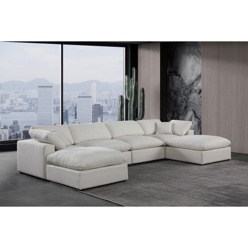Meridian Comfy Cream Linen Textured Fabric Modular Sectional IMAGE 2