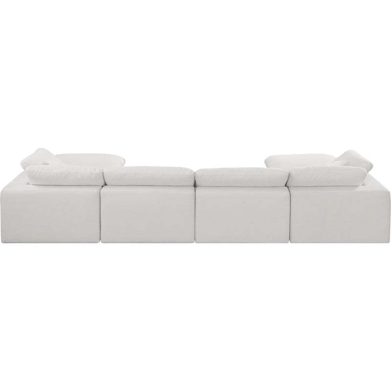 Meridian Comfy Cream Linen Textured Fabric Modular Sectional IMAGE 3