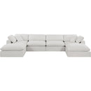 Meridian Comfy Cream Linen Textured Fabric Modular Sectional IMAGE 4