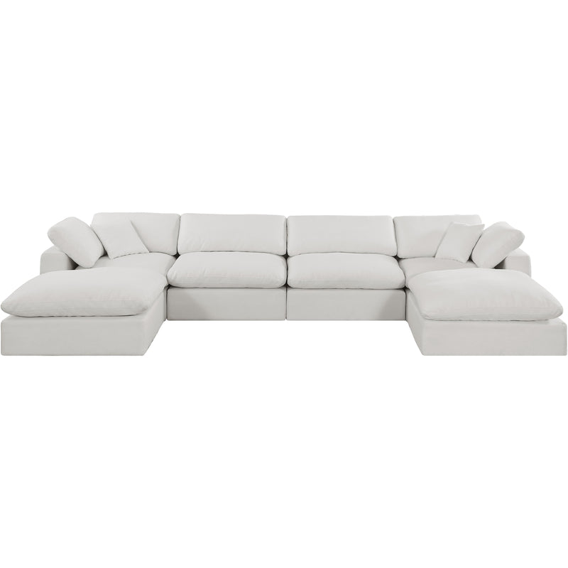 Meridian Comfy Cream Linen Textured Fabric Modular Sectional IMAGE 4