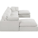 Meridian Comfy Cream Linen Textured Fabric Modular Sectional IMAGE 5