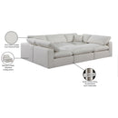 Meridian Comfy Cream Linen Textured Fabric Modular Sectional IMAGE 11