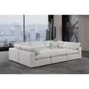 Meridian Comfy Cream Linen Textured Fabric Modular Sectional IMAGE 2