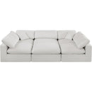 Meridian Comfy Cream Linen Textured Fabric Modular Sectional IMAGE 4