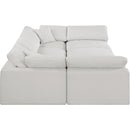 Meridian Comfy Cream Linen Textured Fabric Modular Sectional IMAGE 5
