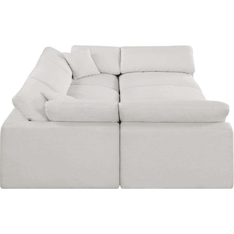 Meridian Comfy Cream Linen Textured Fabric Modular Sectional IMAGE 5