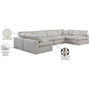 Meridian Comfy Cream Linen Textured Fabric Modular Sectional IMAGE 11