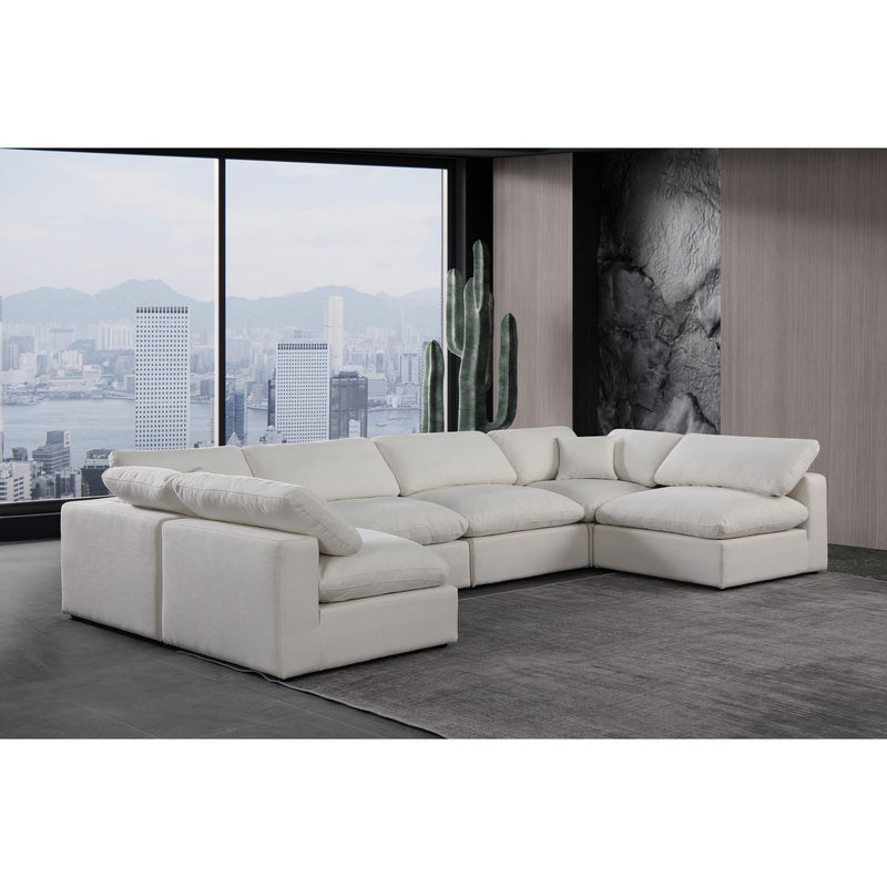Meridian Comfy Cream Linen Textured Fabric Modular Sectional IMAGE 2