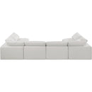 Meridian Comfy Cream Linen Textured Fabric Modular Sectional IMAGE 3